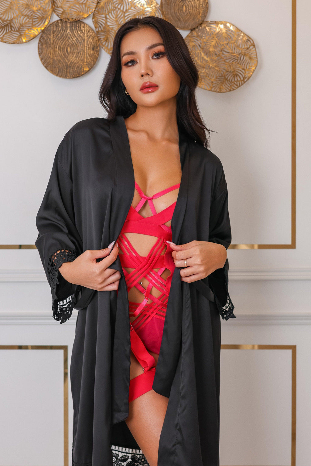 Anahi Signature Silky Robe Set - Pink