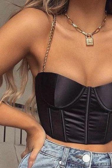 Enticing Chain Corset - Black-Fascinating_Nights