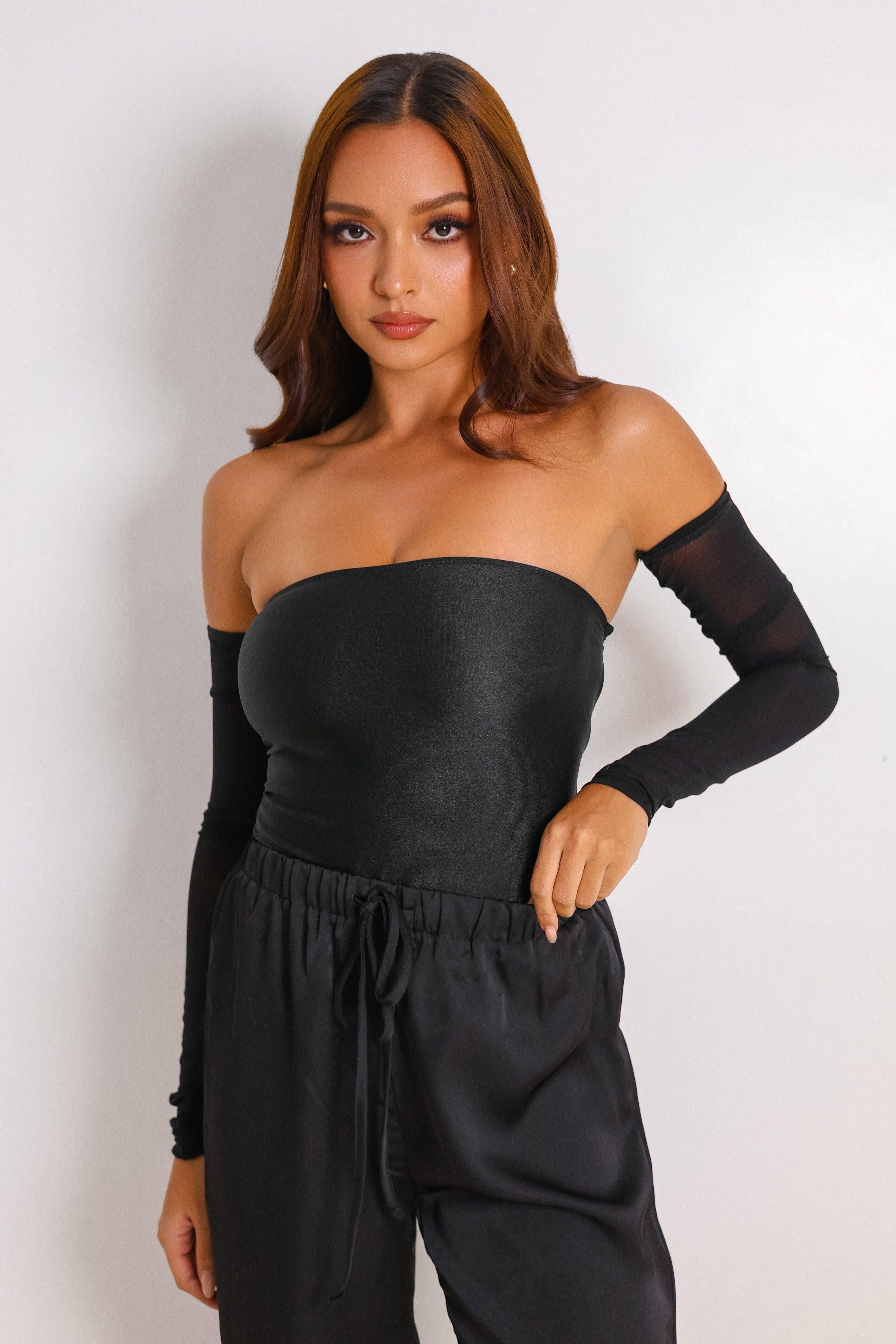 Hallie Signature Satin Pants Set - Black