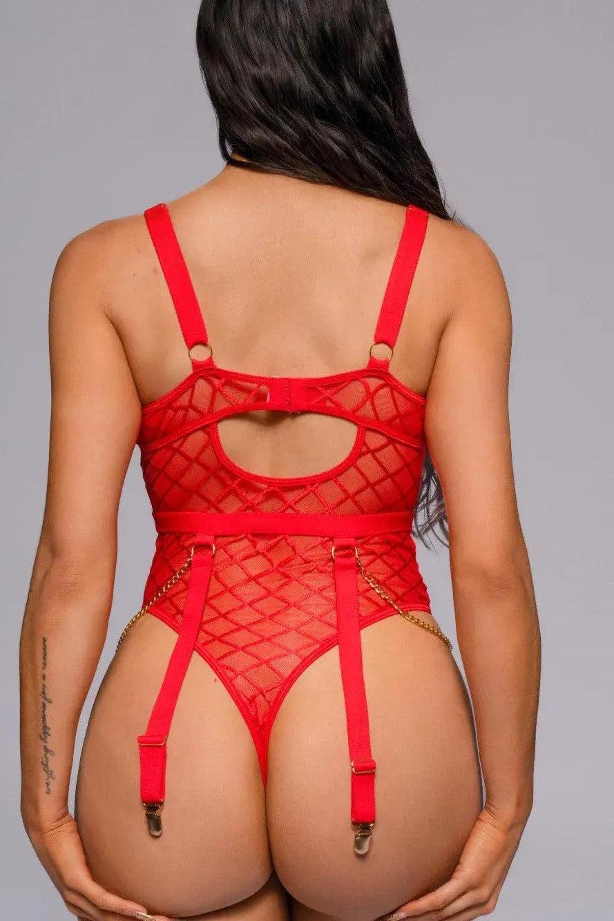Je t’aime Plaid Bodysuit - Red