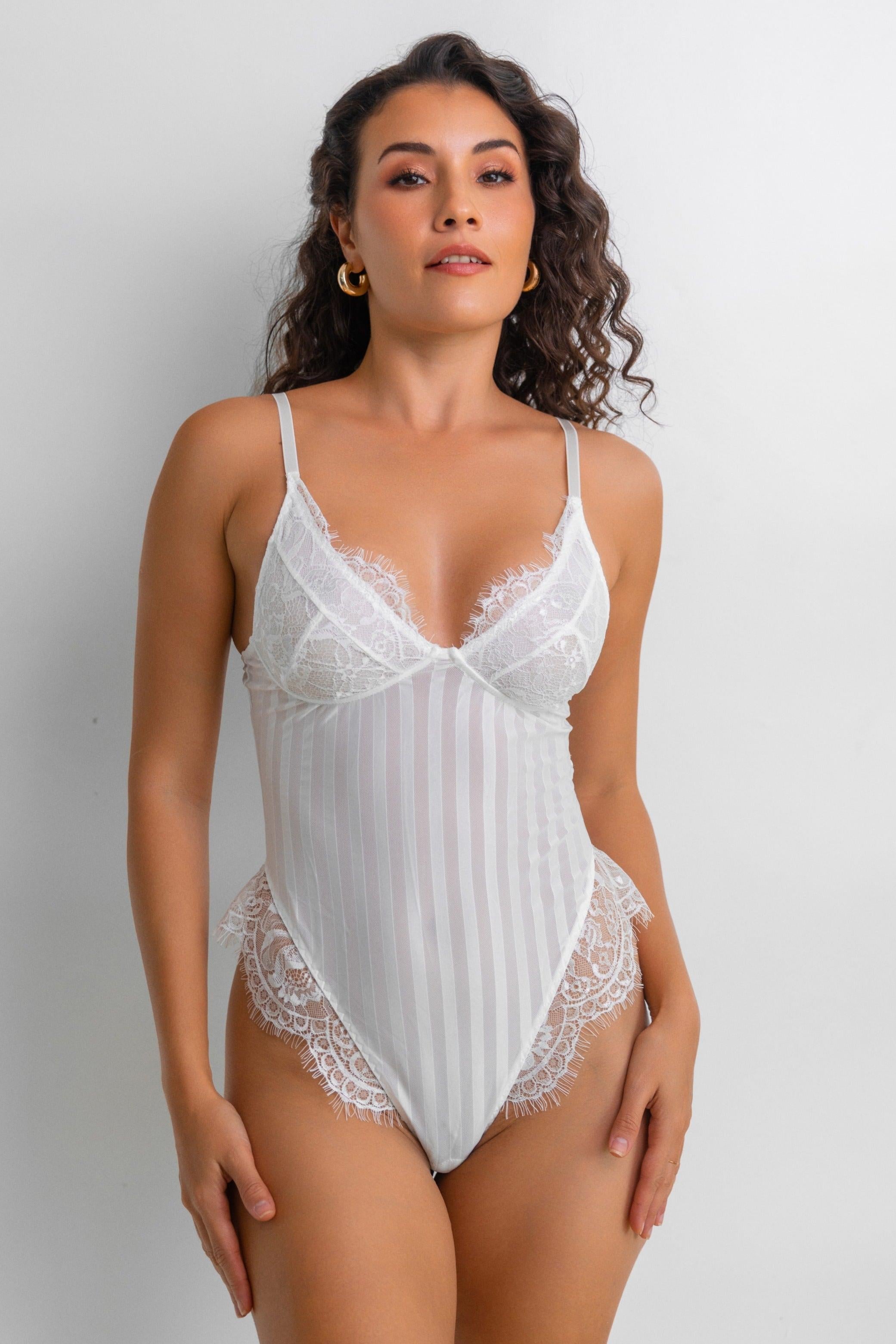 Lacy Bliss Bodysuit - White