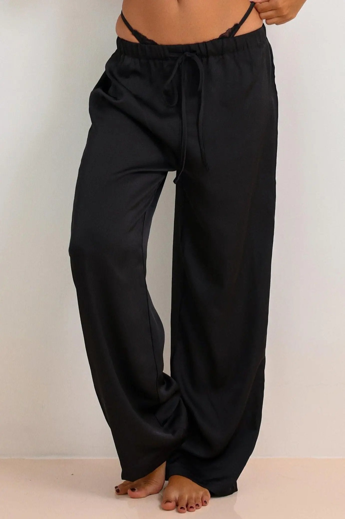 Nyla Satin Pants - Black