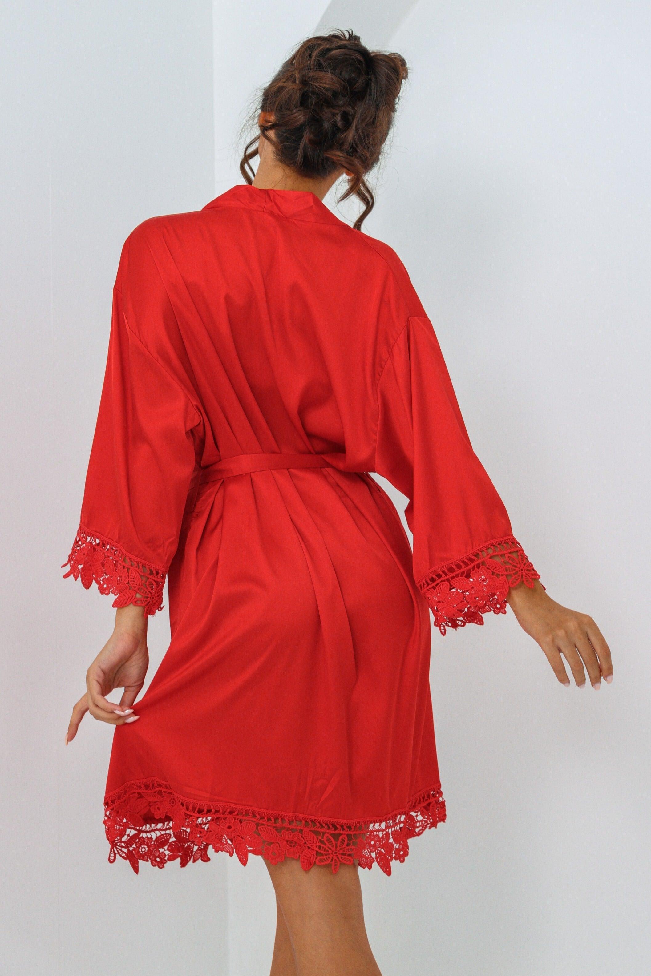 Regina Signature Silky Robe Set - Red