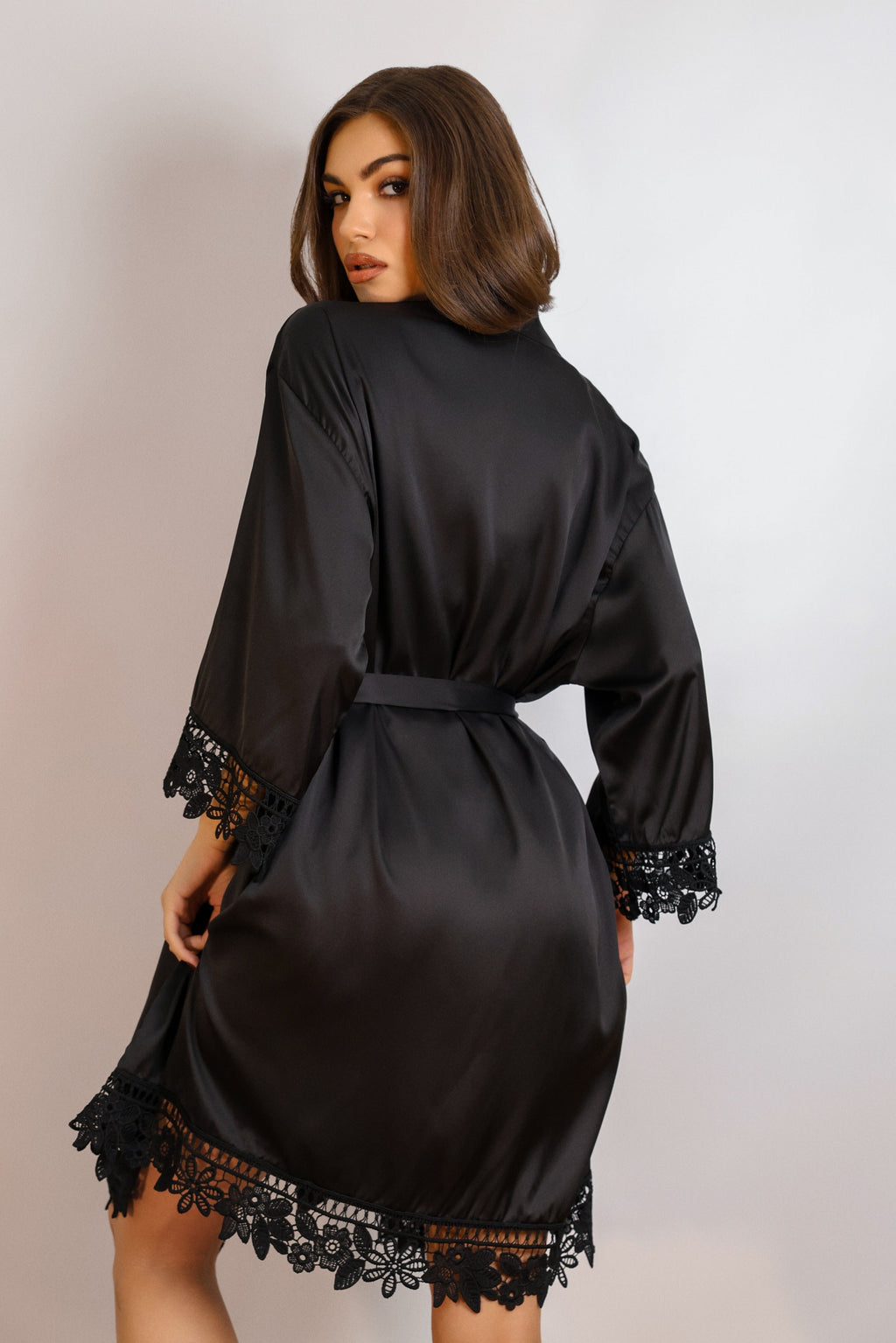 Sidonie Signature Silky Robe Set - Black