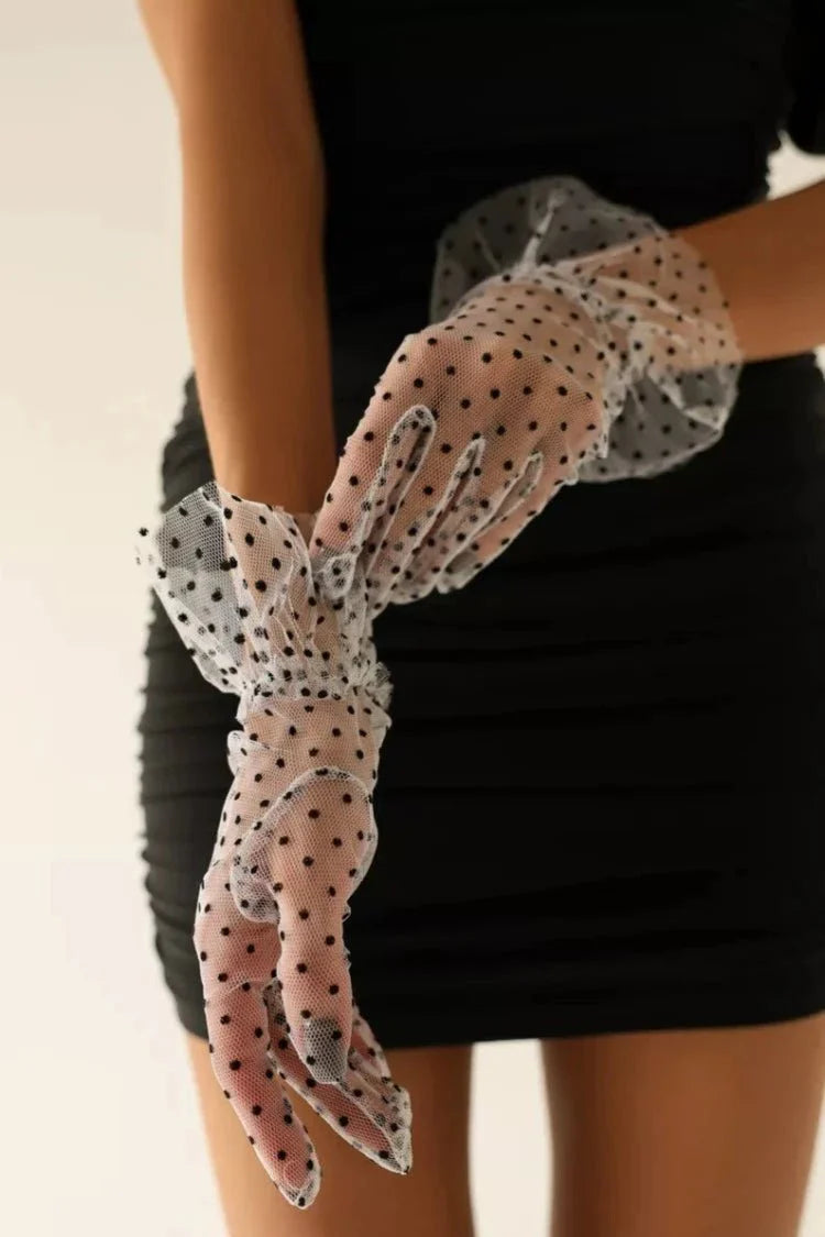 Lace gloves for women in white lace - NESS